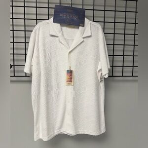 Cabana Life Men's White Textured Button Down Shirt